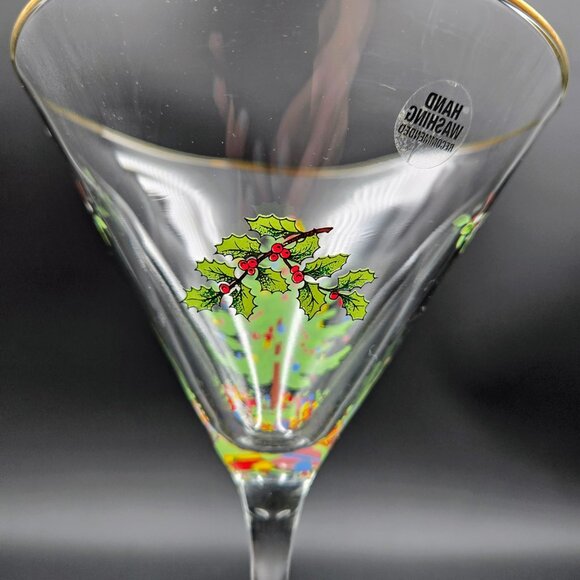 Spode Christmas Tree Martini Cocktail Estate Glass Stemware Santa Read - Picture 9 of 15